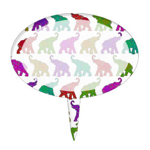 Elephant Walk pattern tiles design Cake Topper