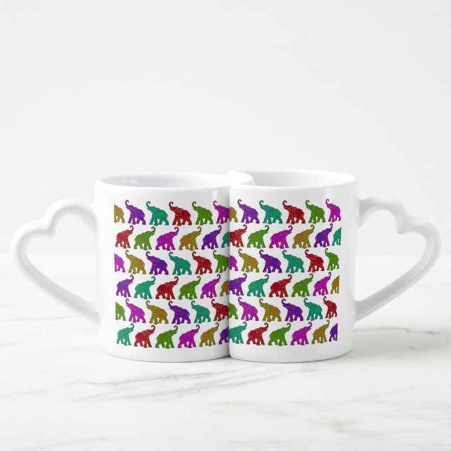 Elephant Walk pattern tiles design Coffee Mug Set (Front Nesting)