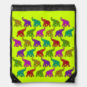 Elephant Walk pattern tiles design Drawstring Bag