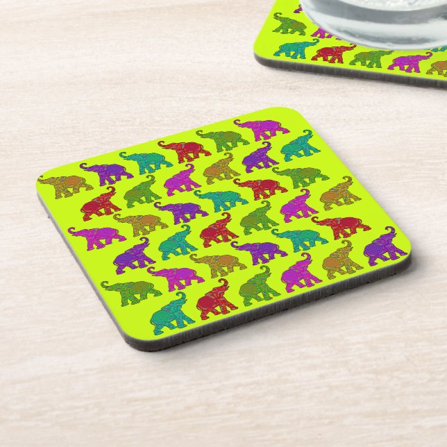 Elephant Walk pattern tiles design Drink Coaster (Left Side)
