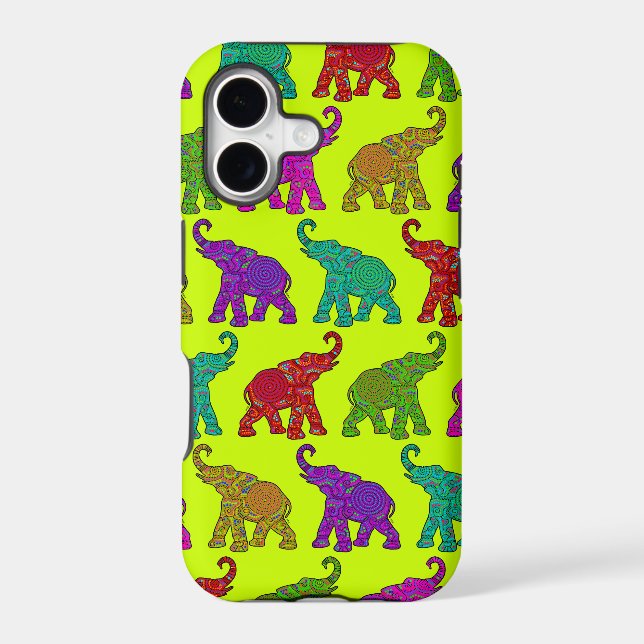 Elephant Walk pattern tiles design Iphone Case (Back)