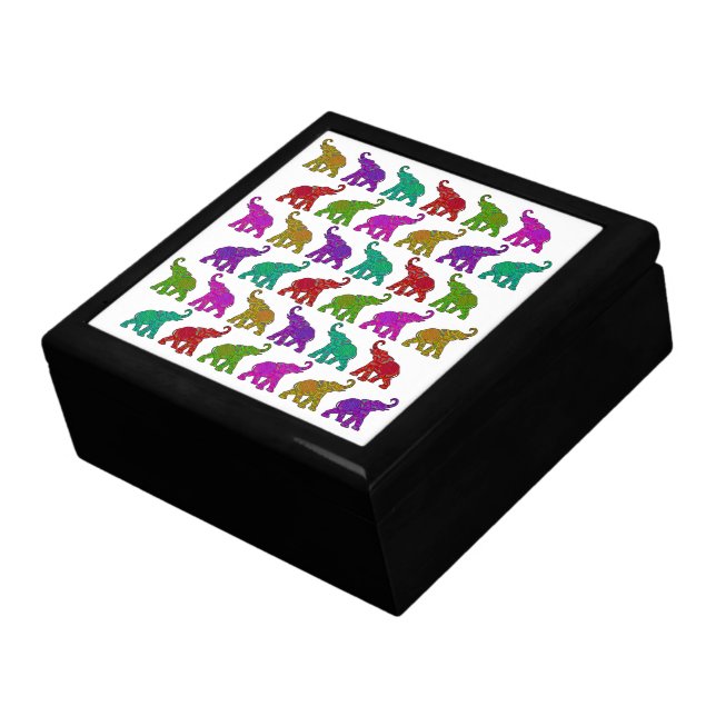 Elephant Walk pattern tiles design Keepsake Box (Side)