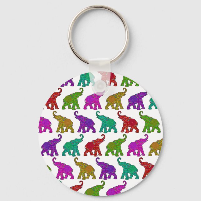 Elephant Walk pattern tiles design Keychain (Front)