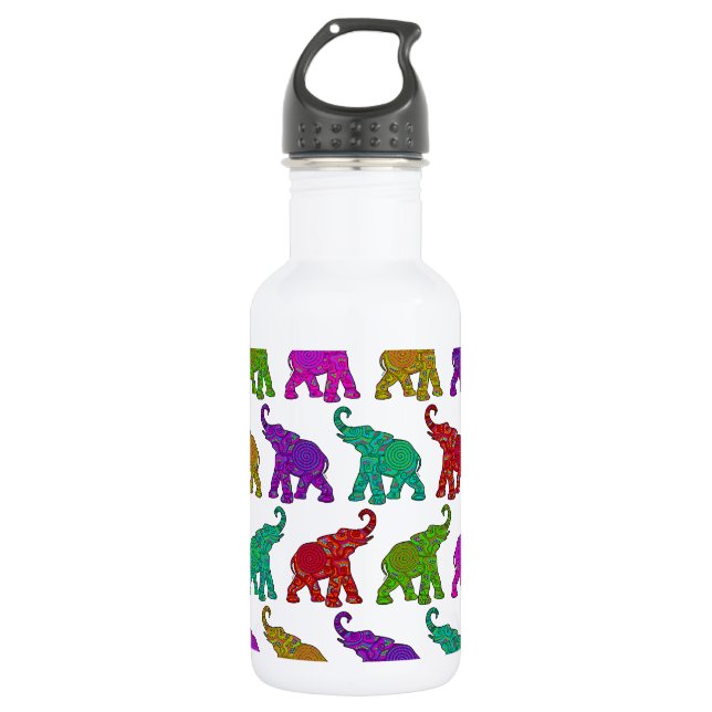 Elephant Walk pattern tiles design Stainless Steel Water Bottle (Front)