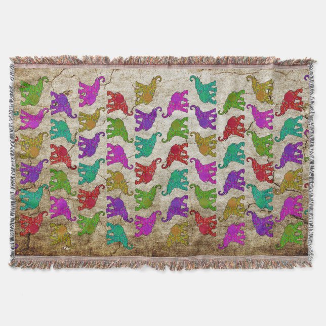 Elephant Walk pattern tiles design Throw Blanket (Front)