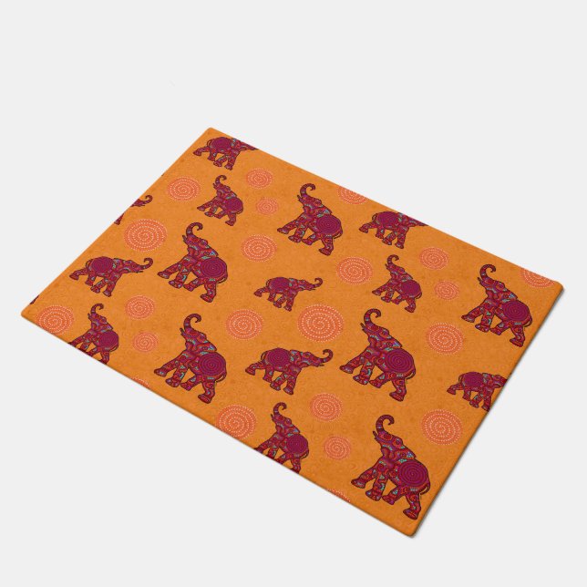 Elephant Walk pattern tiles design + your backgr. Doormat (Angled)