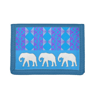 Elephant walk pattern tri-fold wallet