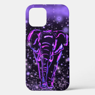 Elephant Walking At Starry Night Purple Pink iPhone 12 Case