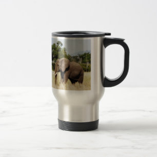 Elephant walking Masai Mara, Kenya travel mug