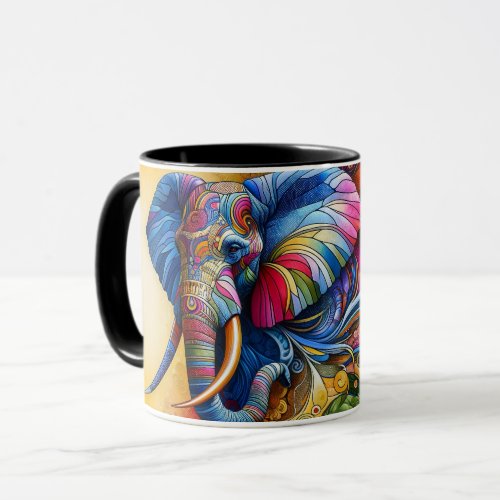 Elephant Walking Through the Jungle Abstract Mug