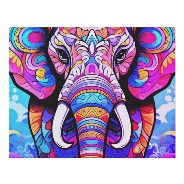 Elephant Wall Decor Faux Wrapped Canvas Print (Front)