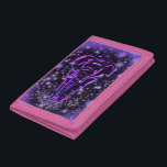 Elephant Wallet In Purple Pink Starry Night<br><div class="desc">Neon Purple Pink Elephant Walking At Starry Night Magic Animal Drawing - Choose / Add Your Unique Text / Color - Make Your Special Gift - Resize and move or remove and add elements / image with customization tool ! - Drawing and Design by MIGNED. You can also transfer my...</div>