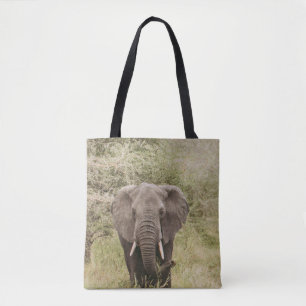 ELEPHANT WATCHING A TOUR CAR TOTE BAG