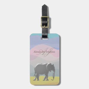 Elephant Watercolor Aquarelle Return Address Luggage Tag