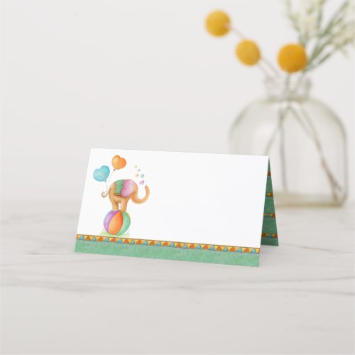 Elephant watercolor art baby shower place cards