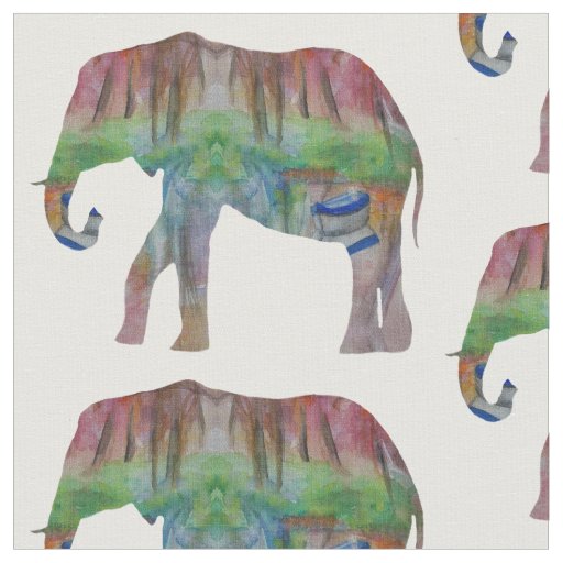 Elephant Watercolor Art Fabric