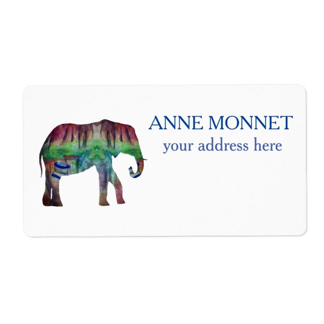 Elephant Watercolor Art Label (Front)