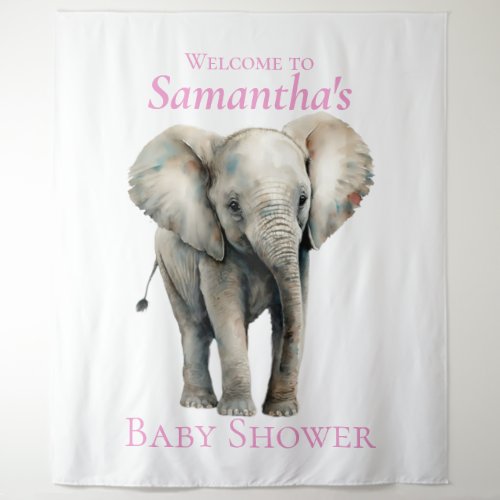 Elephant Watercolor Baby Shower backdrop