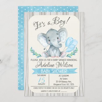 Elephant Watercolor Baby Shower Invitation by figtreedesign at Zazzle