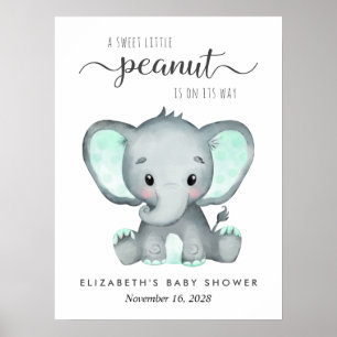 Elephant Watercolor Baby Shower Welcome Poster