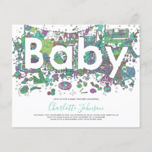 Elephant Watercolor Budget Baby Shower Flyer
