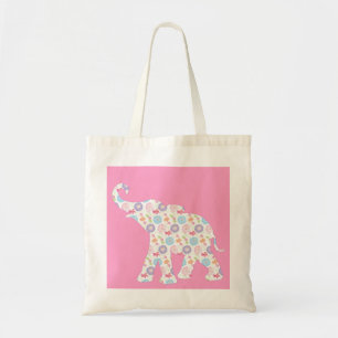 Elephant -Watercolor-Flowers Pattern Pink Unique Tote Bag