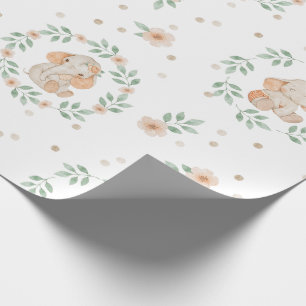 Elephant Watercolor Modern Baby Shower Wrapping Paper