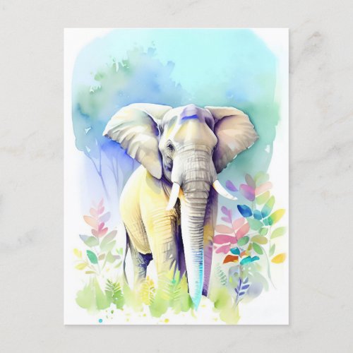 Elephant Watercolor Portrait 4 Postcard