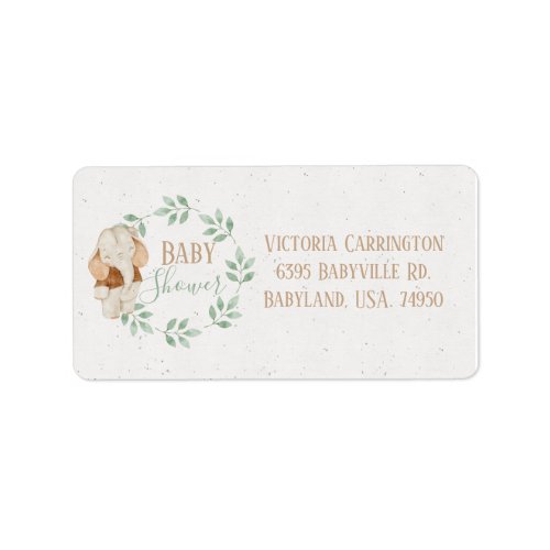 Elephant Watercolor Wreath Baby Shower Invitation Label