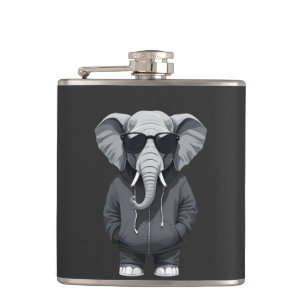 Elephant Wearing Hoodie Funny Cool Animal Vector Flask