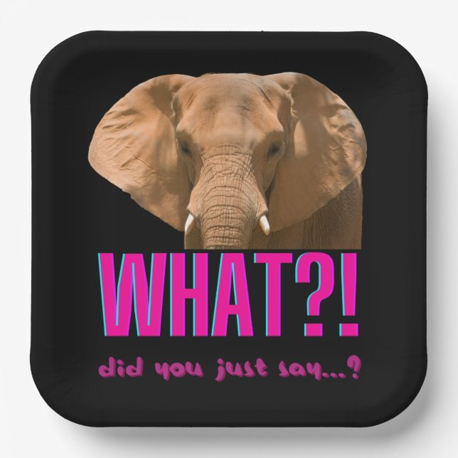Elephant What Did You Just Say? Paper Plates (Front)
