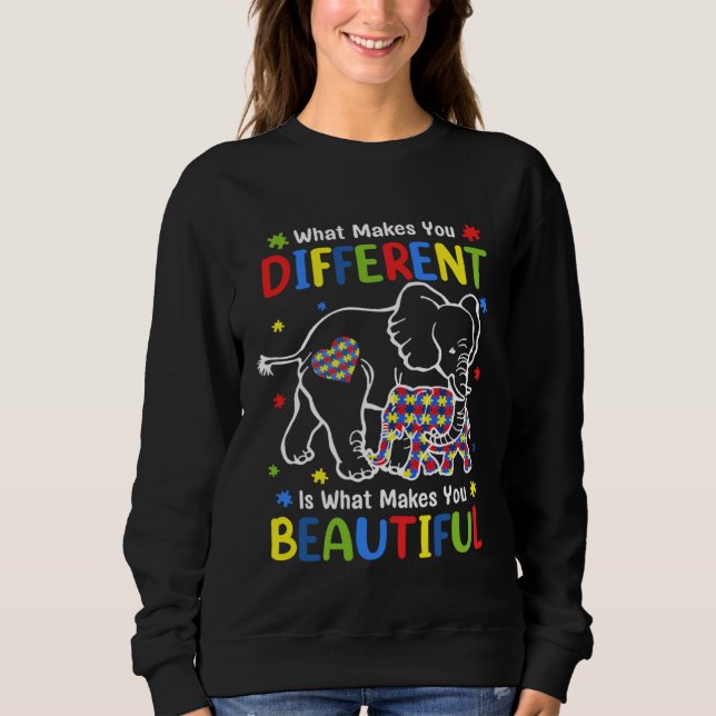 Elephant What Makes You Different Autism Awareness Sweatshirt (Front)