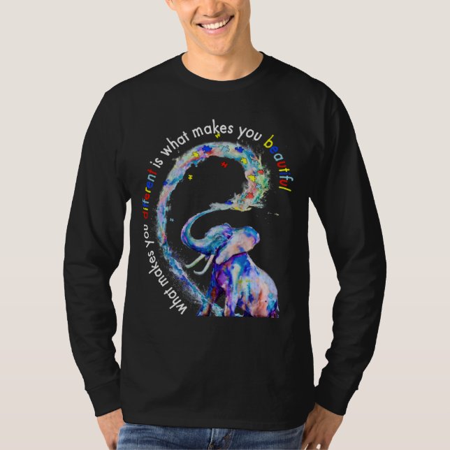 Elephant What Makes You Different Autism Awareness T-Shirt (Front)
