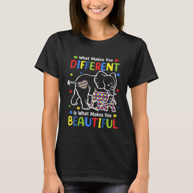 Elephant What Makes You Different Autism Awareness T-Shirt (Front)