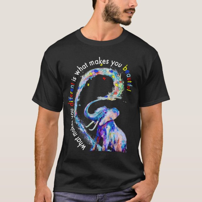 Elephant What Makes You Different Autism Awareness T-Shirt (Front)