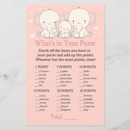 Elephant Whats in your purse game