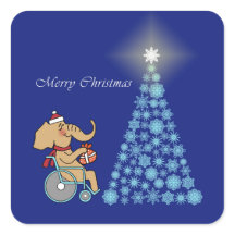 Elephant wheelchair with Christmas cap