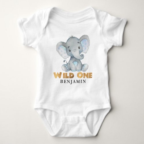 Elephant Wild One 1st Birthday Baby Bodysuit