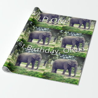 Elephant Wild One Birthday Pattern Art Wrapping Paper