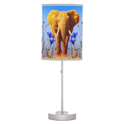 Elephant WildFlowers Artsy   Table Lamp