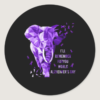 Elephant Will Remember For You World Alzheimer Awa Classic Round Sticker