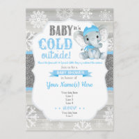 Elephant Winter Invitation for Boy Baby Shower