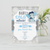 Elephant Winter Invitation for Boy Baby Shower (Standing Front)