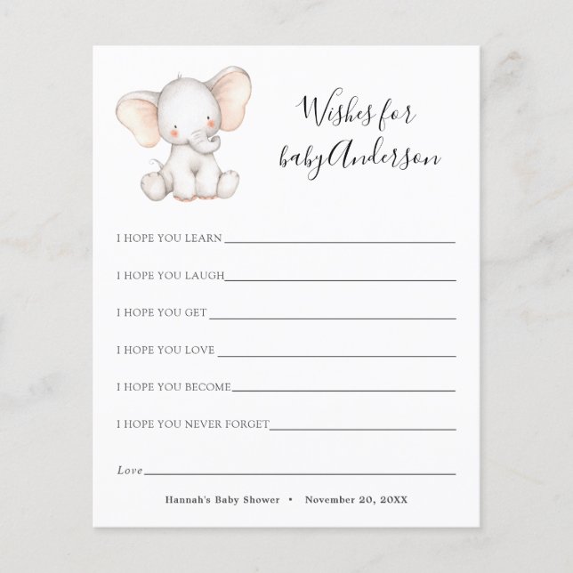 Elephant Wishes for Baby Card (Front)