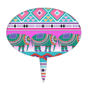 Elephant with Aztec Pattern Cake Topper