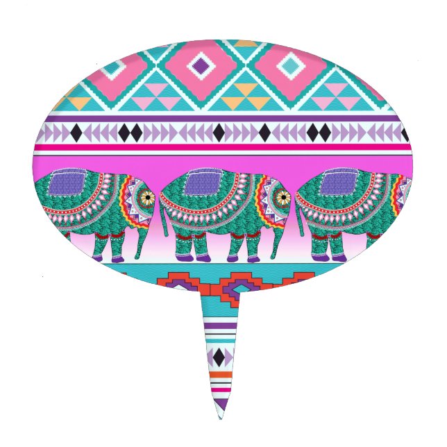 Elephant with Aztec Pattern Cake Topper (Front)