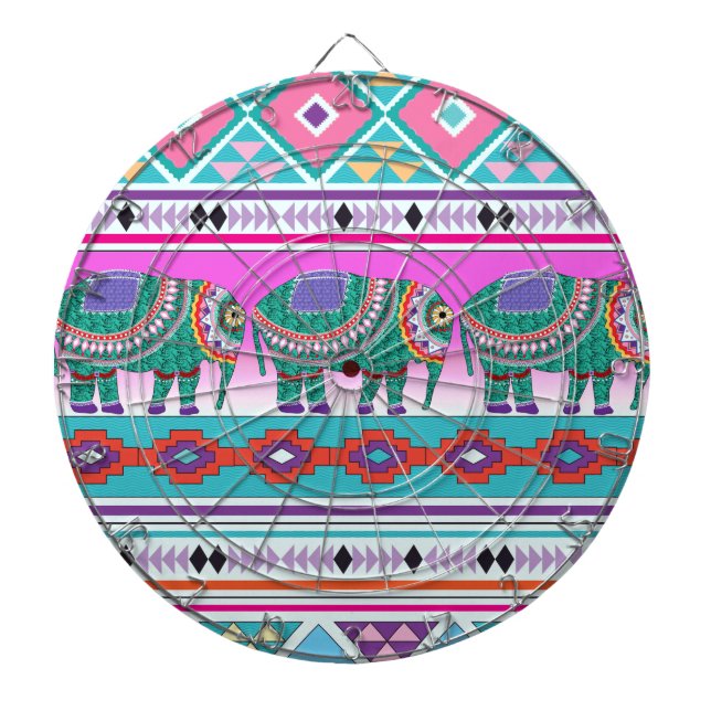 Elephant with Aztec Pattern Dart Board (Front)