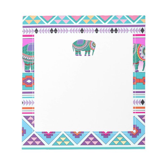 Elephant with Aztec Pattern Notepad (Front)