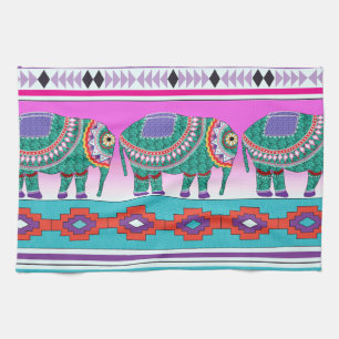 Elephant with Aztec Pattern Towel