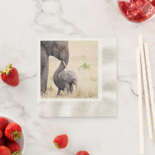 Elephant with baby photo napkins